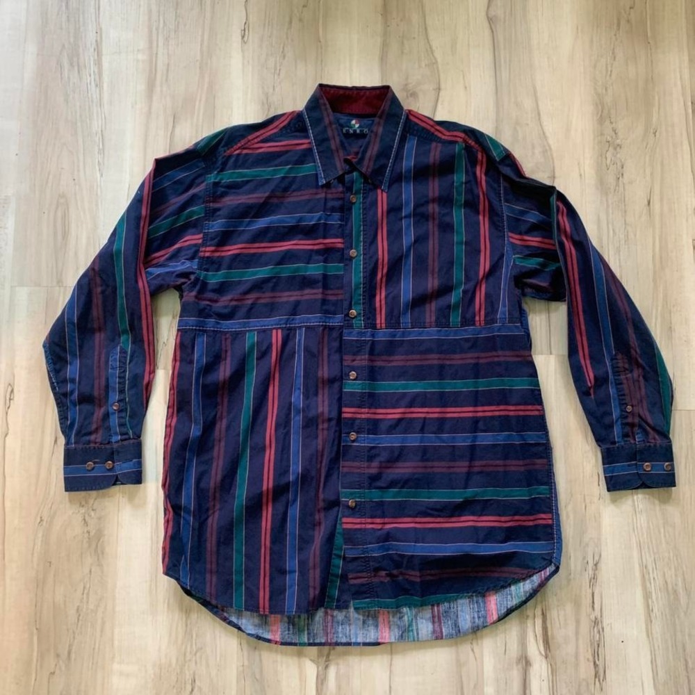 Vintage 1980s Enro geometric retro button up shirt Large